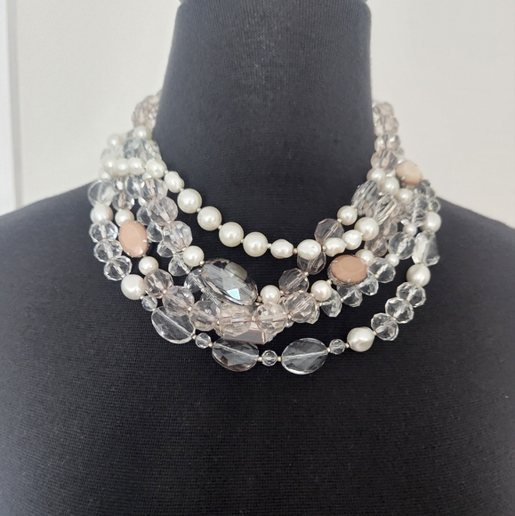 White House Black Market Pearl and Crystal Necklace - Picture 1 of 4